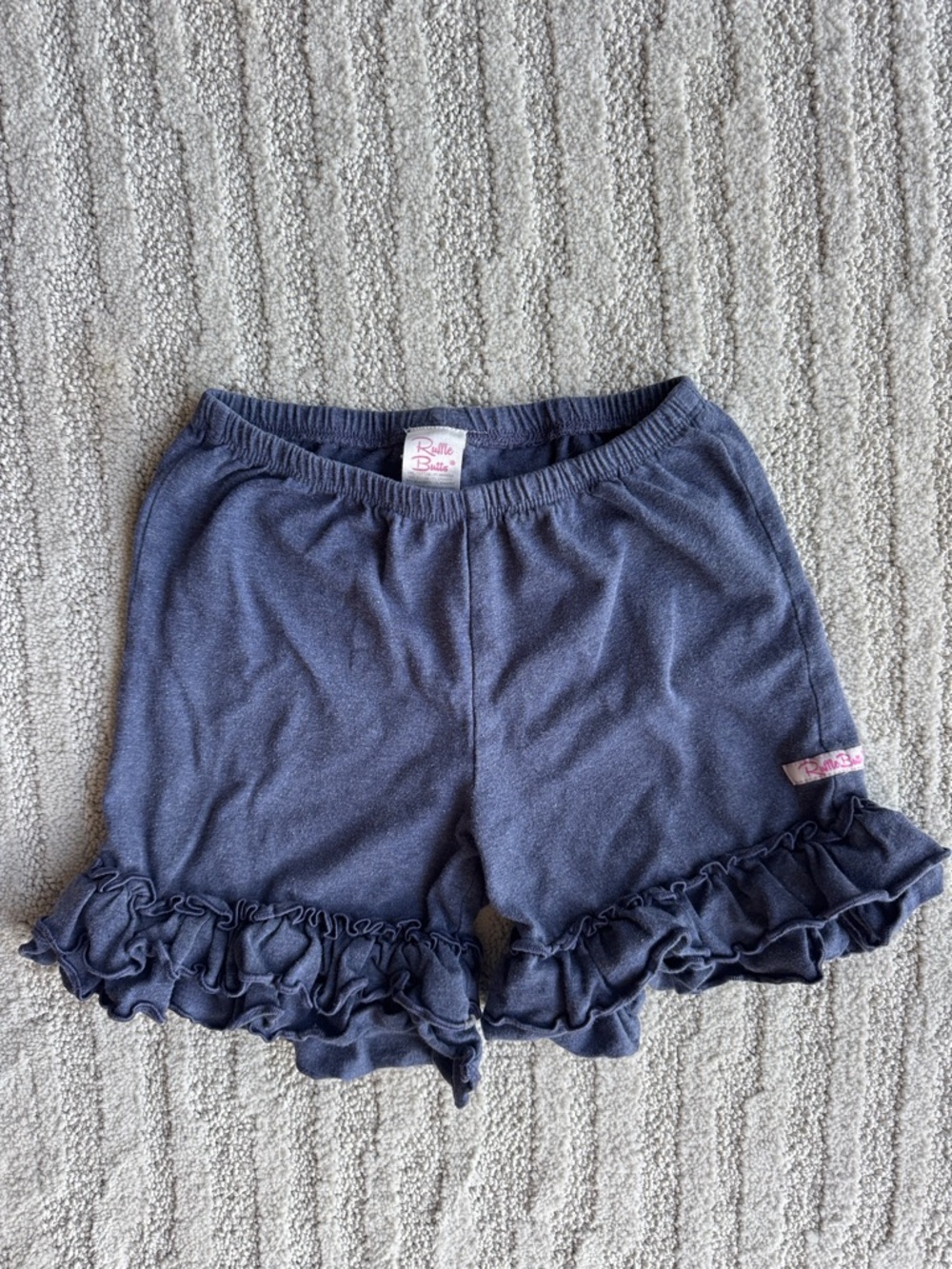 Ruffle Butts Navy Chambray Ruffle Cotton Shorts